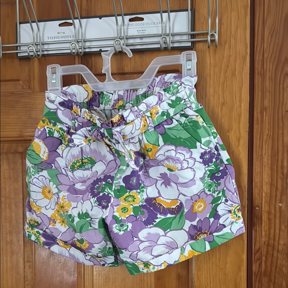 Janie and Jack Floral Kids Shorts - Purple, Green, Yellow